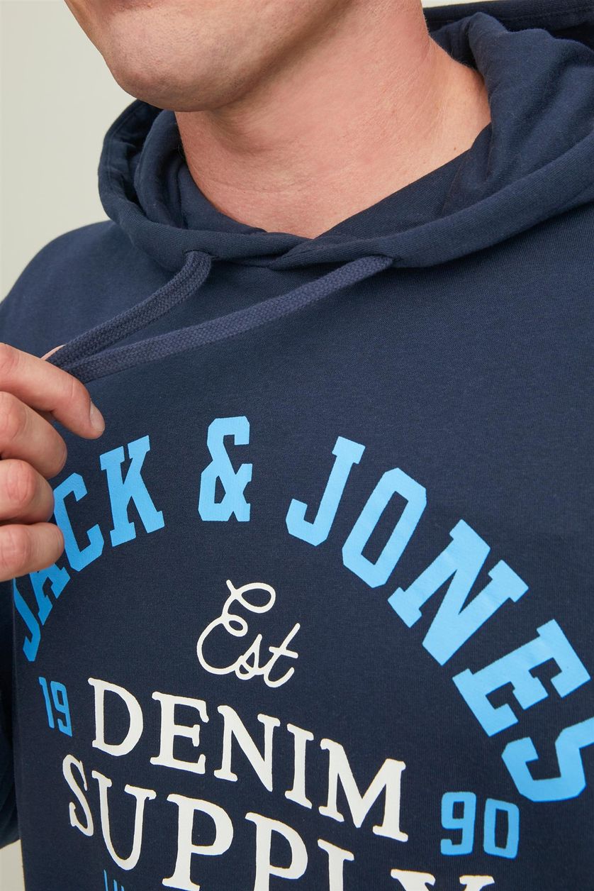 Jack & Jones hoodie donkerblauw uni katoen 