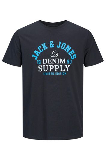 polo Jack & Jones Plus Size donkerblauw effen katoen normale fit T-shirt Jack & Jones Plus Size donkerblauw effen katoen normale fit