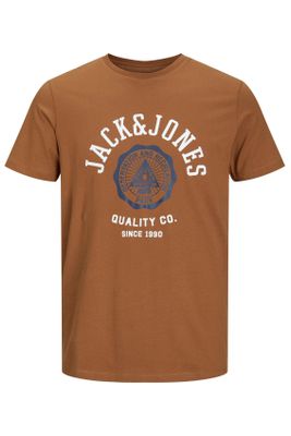 Jack & Jones Jack & Jones polo Plus Size normale fit bruin effen katoen Jack & Jones t-shirt Plus Size normale fit bruin effen katoen