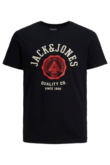polo Jack & Jones Plus Size zwart effen katoen normale fit T-shirt Jack & Jones Plus Size zwart effen katoen normale fit