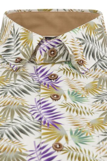 Portofino casual overhemd korte mouw wijde fit palmbladeren katoen