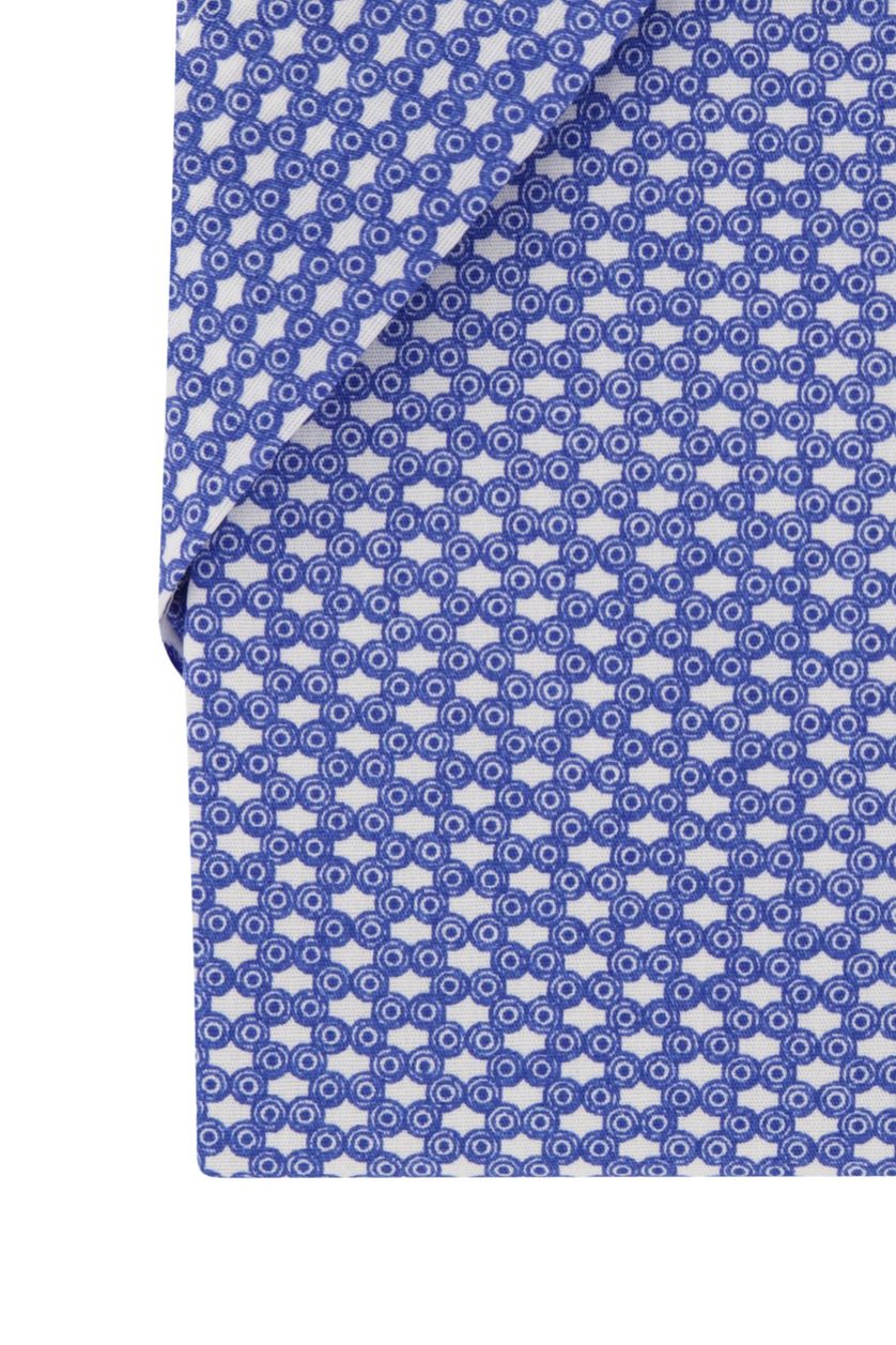 Portofino overhemd korte mouw  blauw met print katoen