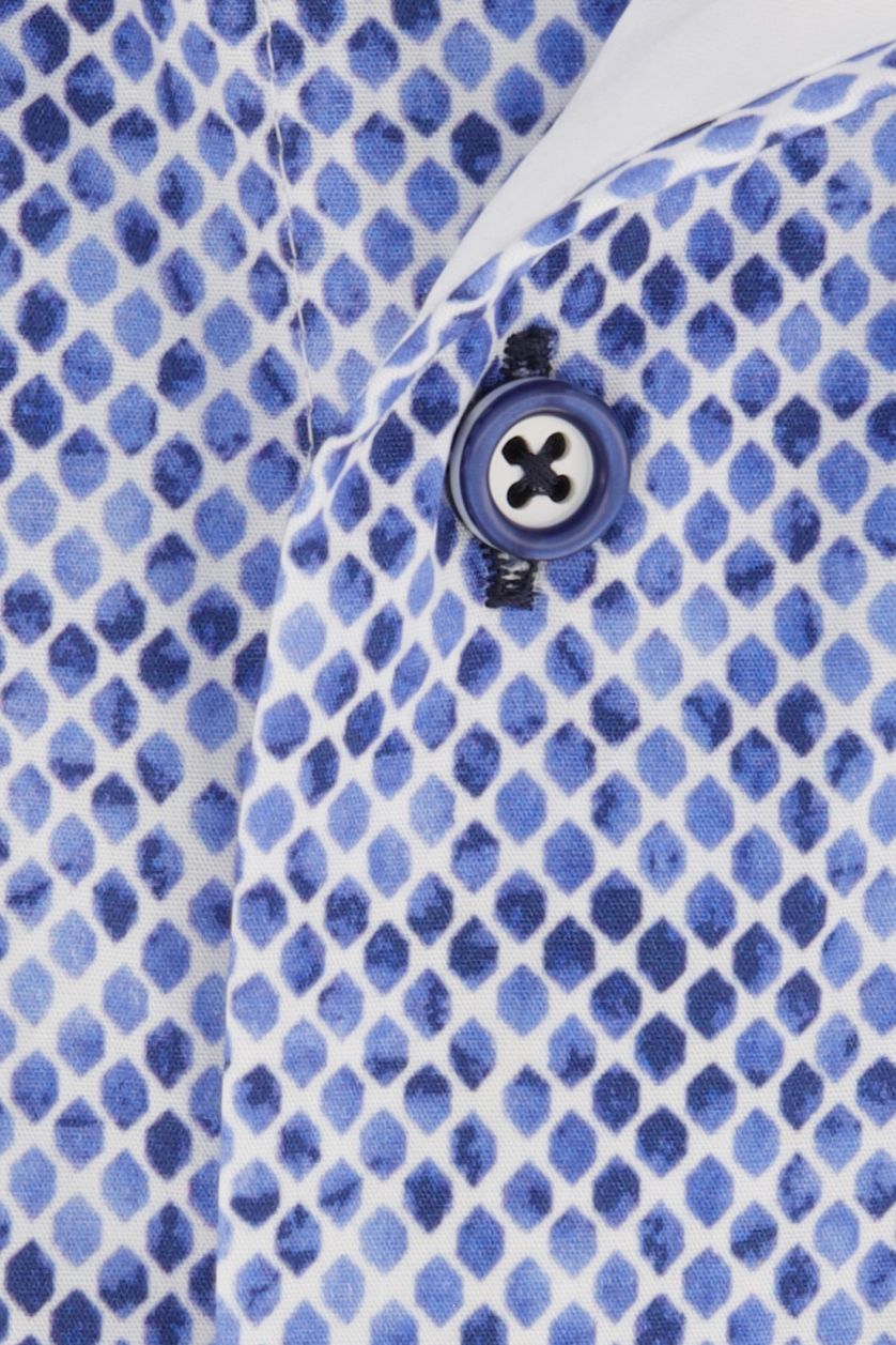 Portofino casual overhemd korte mouw  blauw met motief