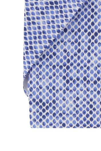 Portofino casual overhemd korte mouwen wijde fit blauw geprint katoen