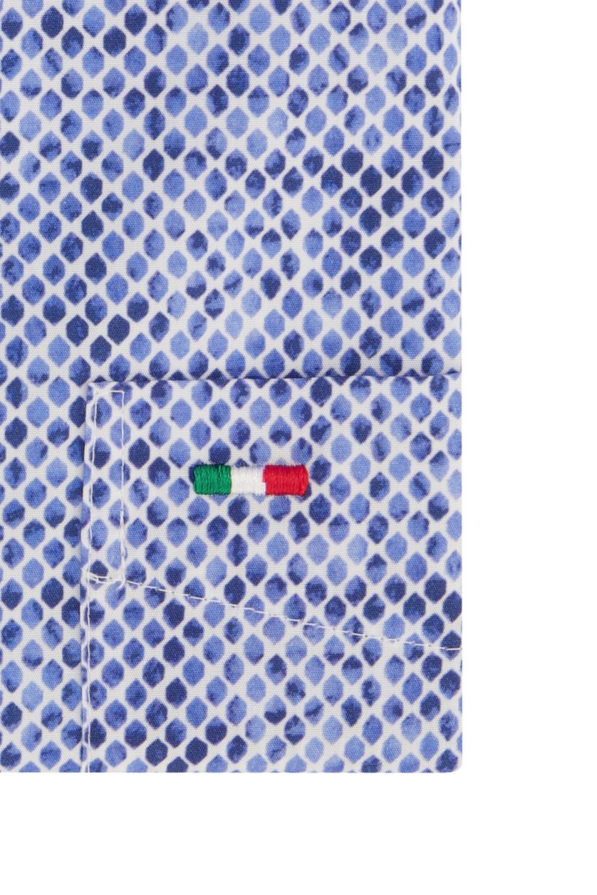 Portofino casual overhemd korte mouw  blauw met motief