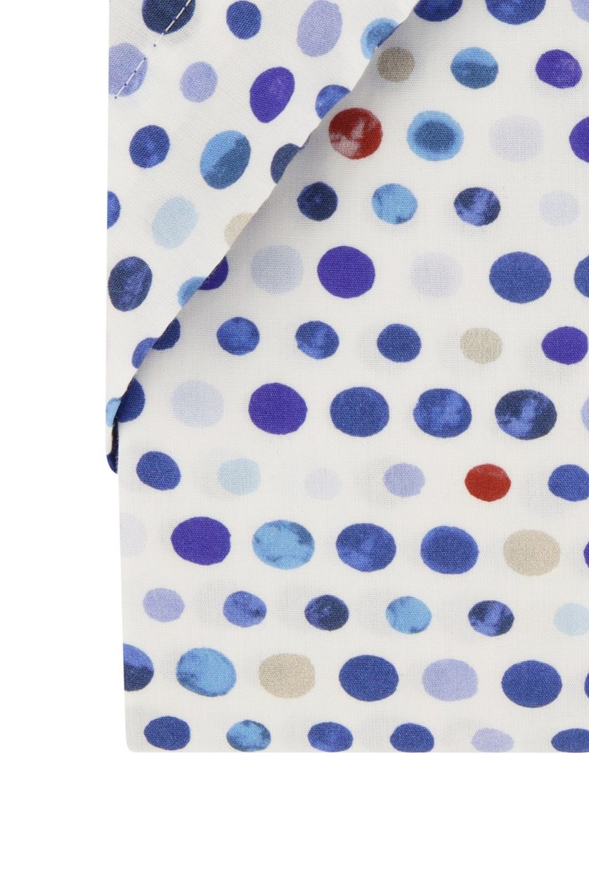 Portofino casual overhemd 100% katoen korte mouw blauw met print
