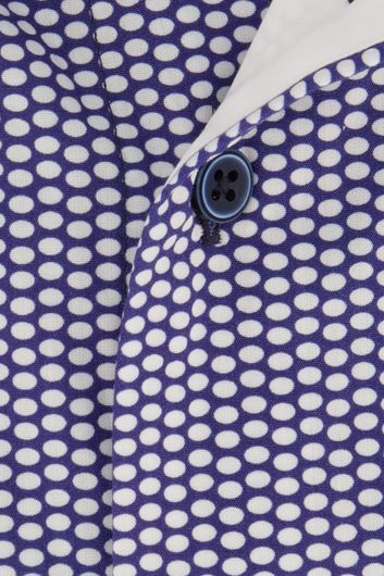 Portofino casual overhemd korte mouw wijde fit paars geprint katoen