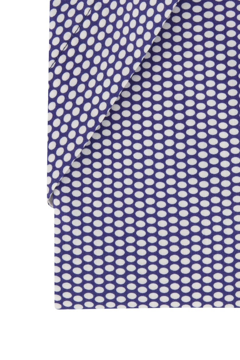 Portofino casual overhemd korte mouw paars geprint katoen wijde fit