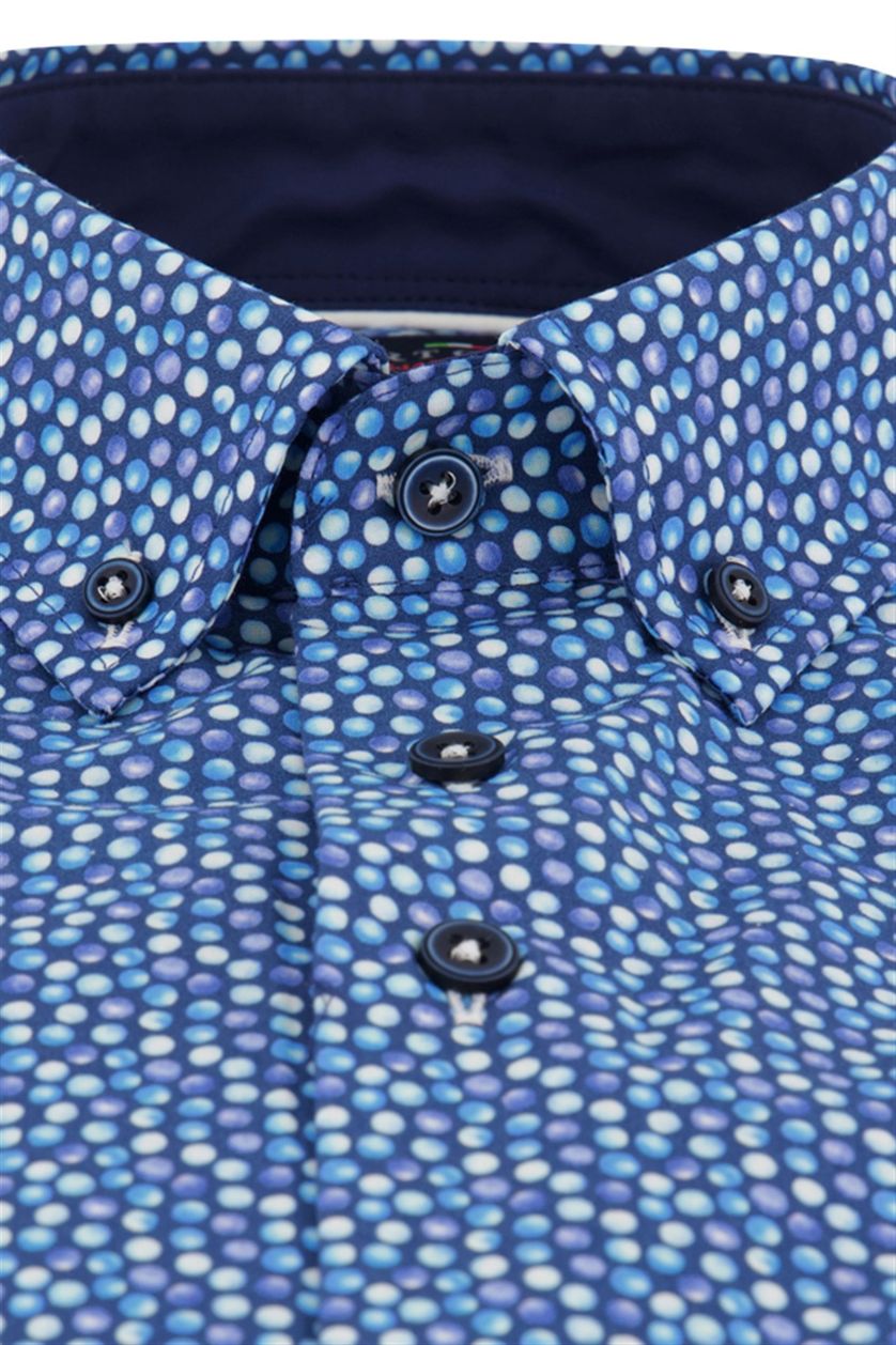 Casual Portofino overhemd korte mouw blauw 100% katoen Regular Fit