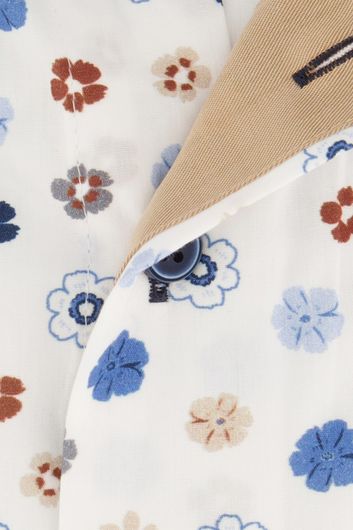Portofino casual overhemd korte mouw  wijde fit wit bloemenprint katoen