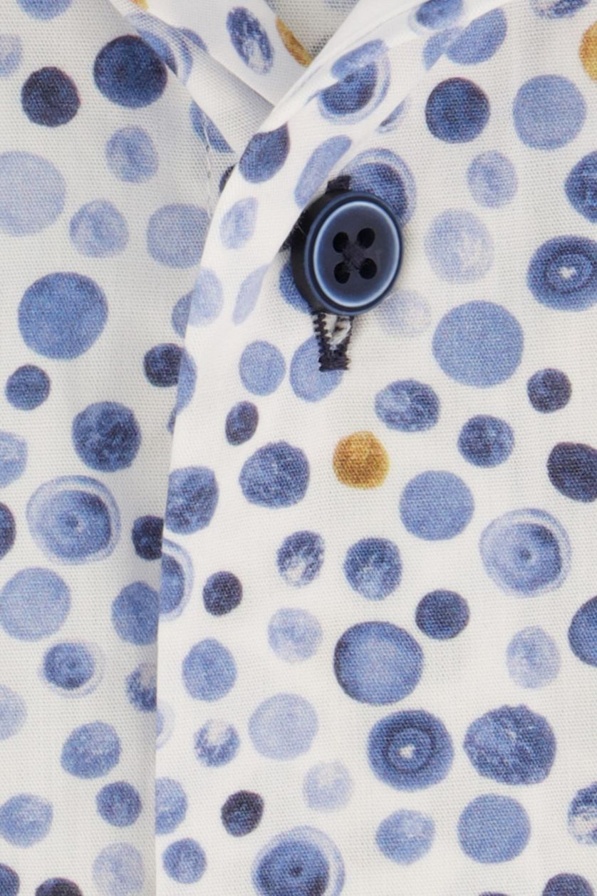 Portofino overhemd korte mouw blauw geprint met button down boord