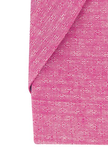 Portofino casual overhemd korte mouw  wijde fit roze effen linnen