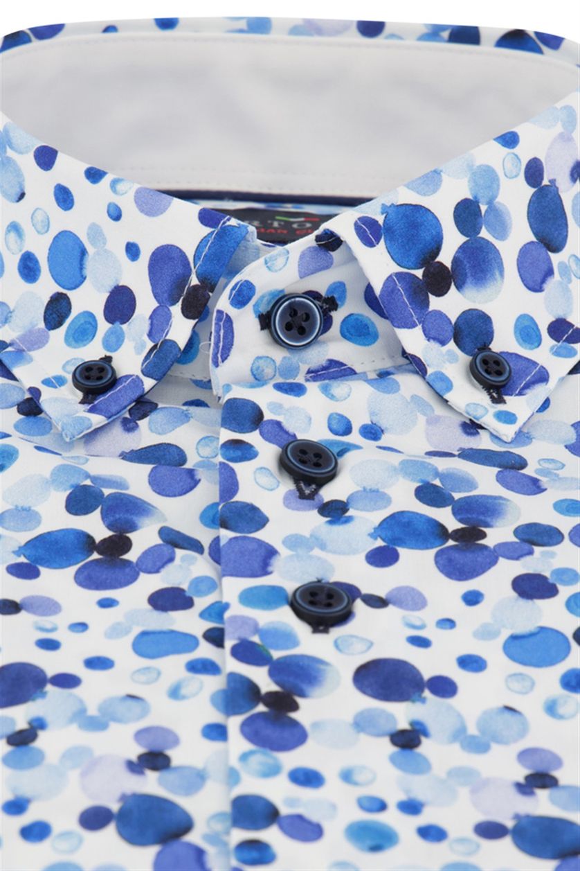 Portofino casual overhemd korte mouw Regular Fit blauw geprint