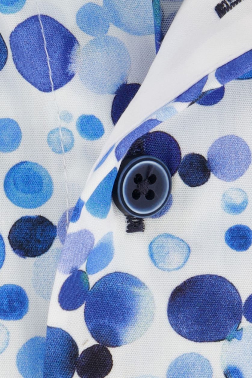 Portofino casual overhemd korte mouw Regular Fit blauw geprint