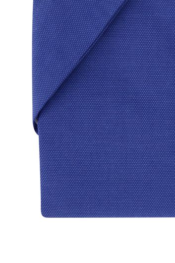 Portofino casual overhemd korte mouwen wijde fit blauw effen katoen