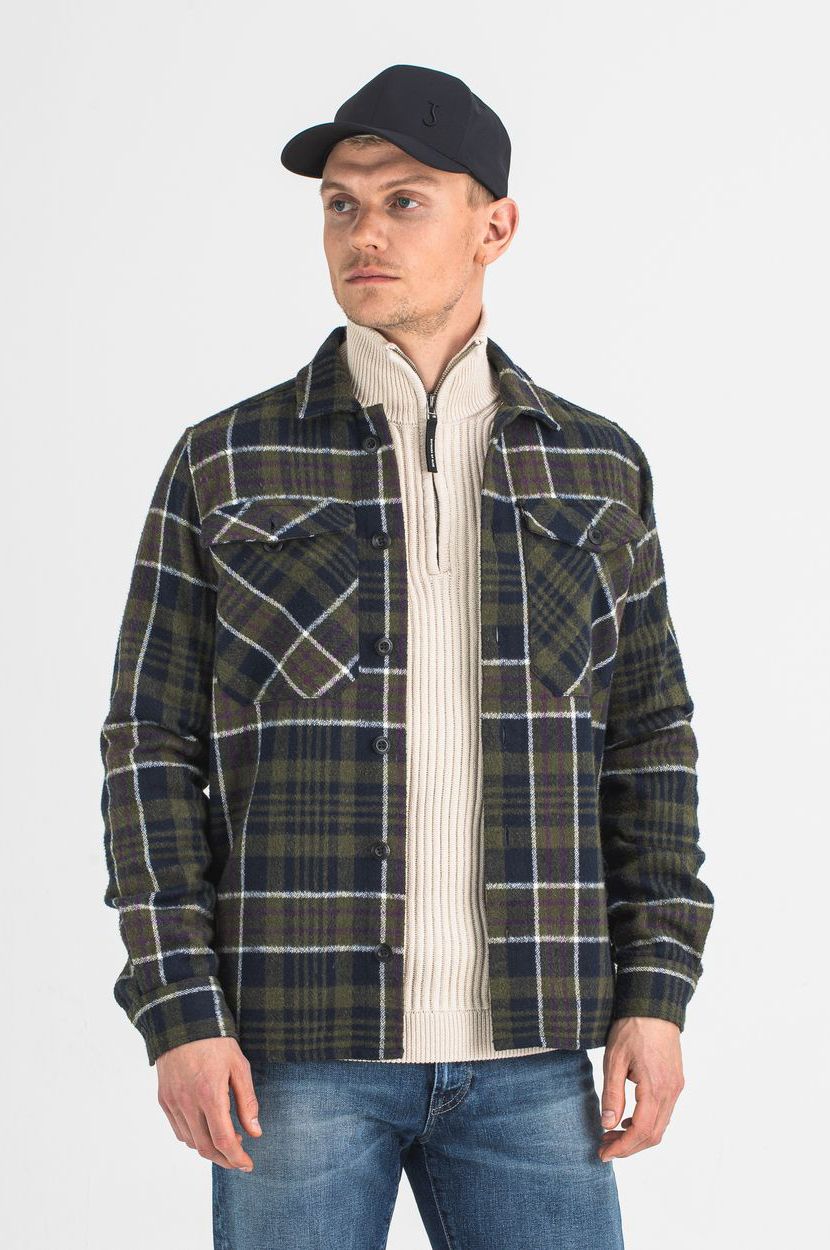 Butcher of Blue casual overhemd groen geruit flanel normale fit