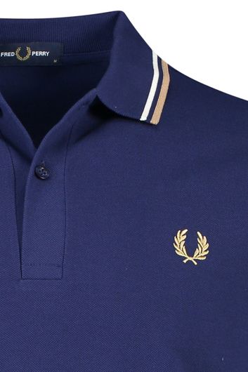 Poloshirt Fred Perry normale fit donkerblauw effen katoen