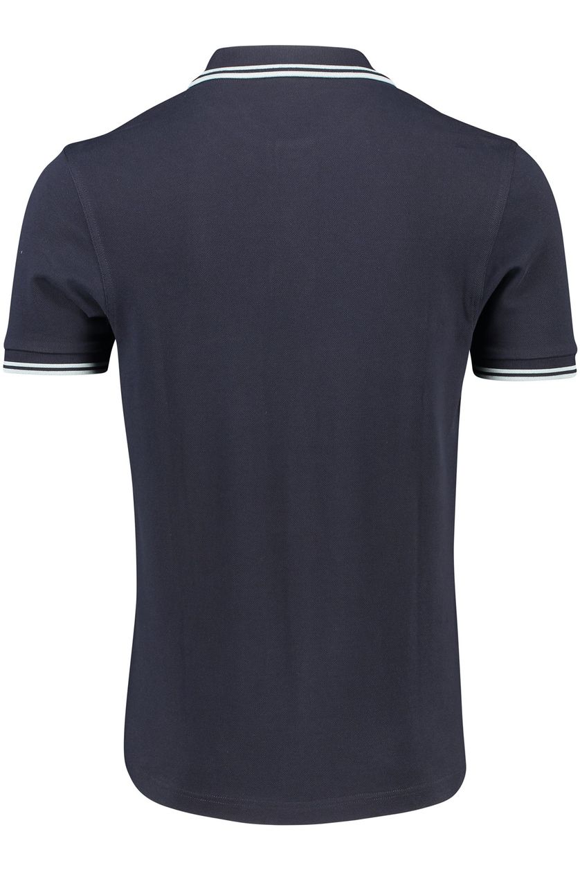 Fred Perry polo  donkerblauw effen katoen normale fit witte strepen detail