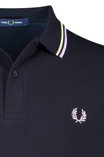 Fred Perry poloshirt normale fit donkerblauw effen katoen