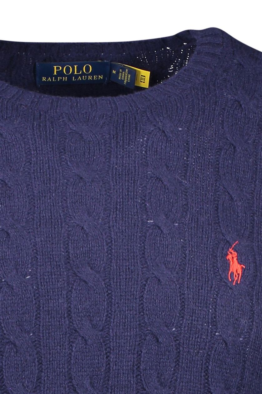 Polo Ralph Lauren trui donkerblauw effen merinowol ronde hals 