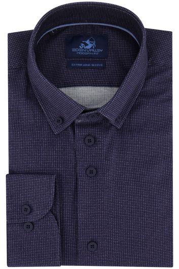 casual overhemd mouwlengte 7 Eden Valley blauw geprint katoen normale fit 