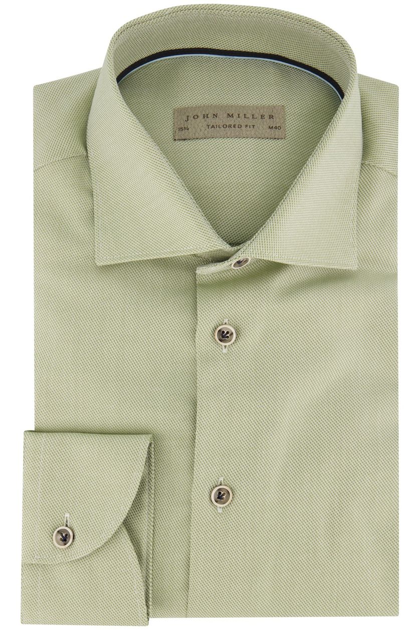 John Miller business overhemd Tailored Fit groen effen katoen slim fit