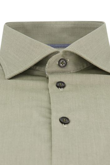 Ledub overhemd mouwlengte 7 Modern Fit normale fit groen effen katoen