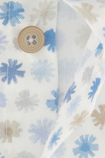 Ledub business overhemd normale fit wit geprint katoen