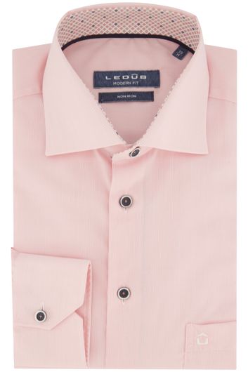 business overhemd Ledub roze gestreept katoen normale fit 