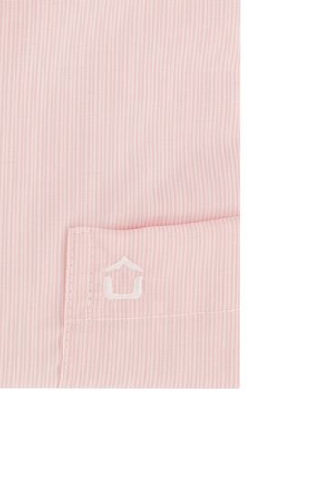 business overhemd Ledub roze gestreept katoen normale fit 