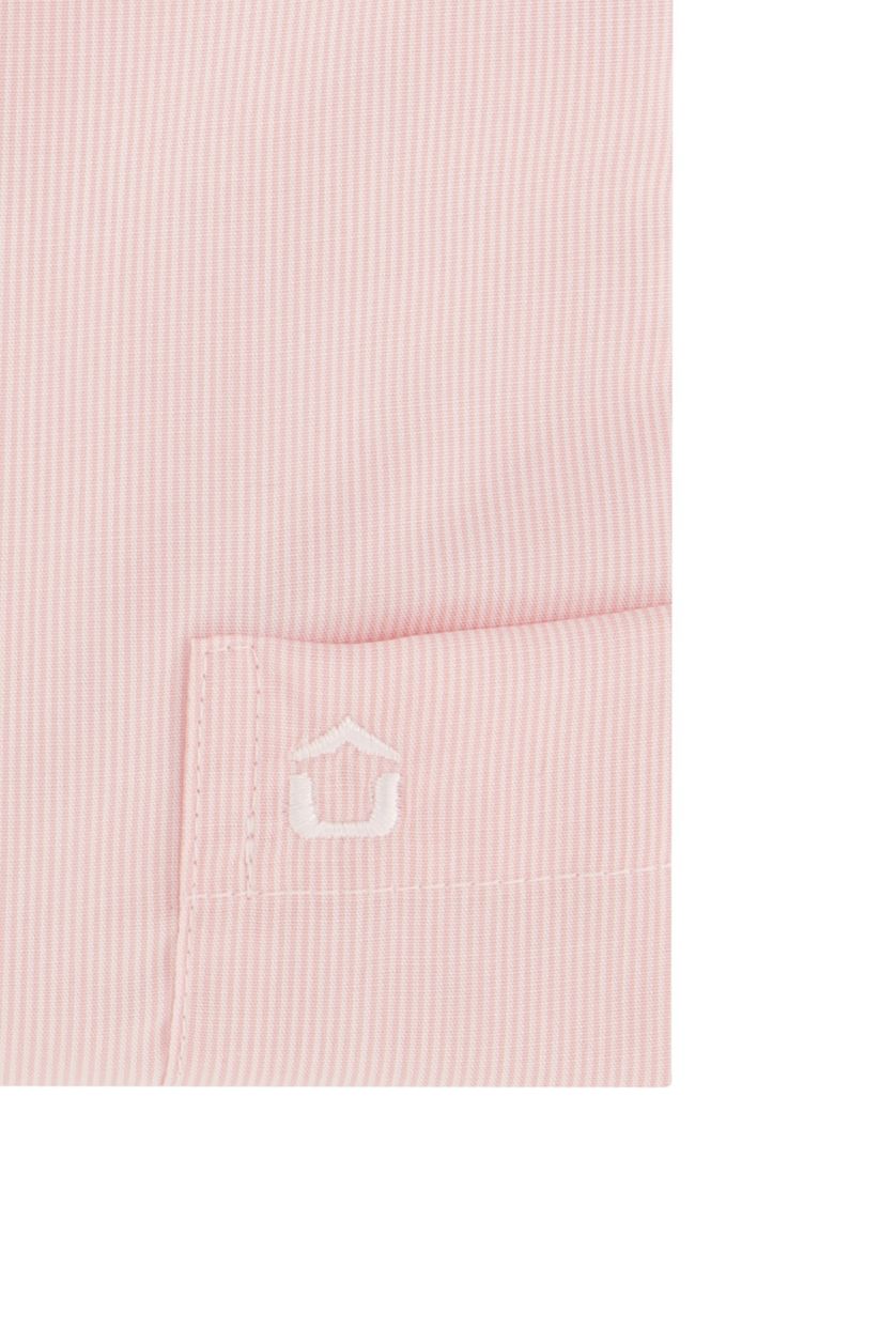 Ledub business overhemd roze gestreept katoen normale fit