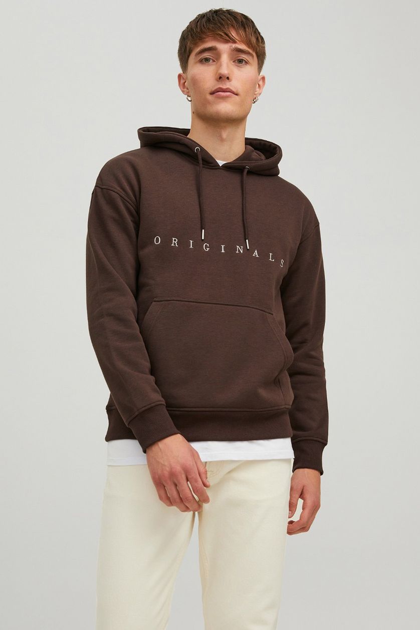 Jack & Jones sweater Plus Size bruin effen hoodie 