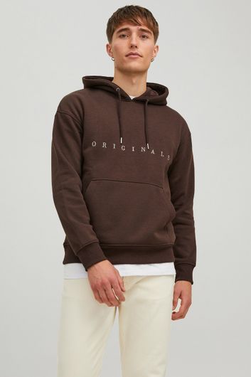 sweater Jack & Jones Plus Size bruin effen hoodie 