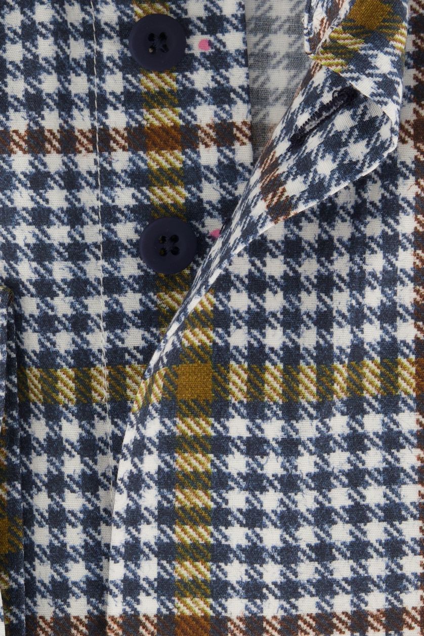 Eden Valley casual overhemd mouwlengte 7 donkerblauw geruit katoen normale fit