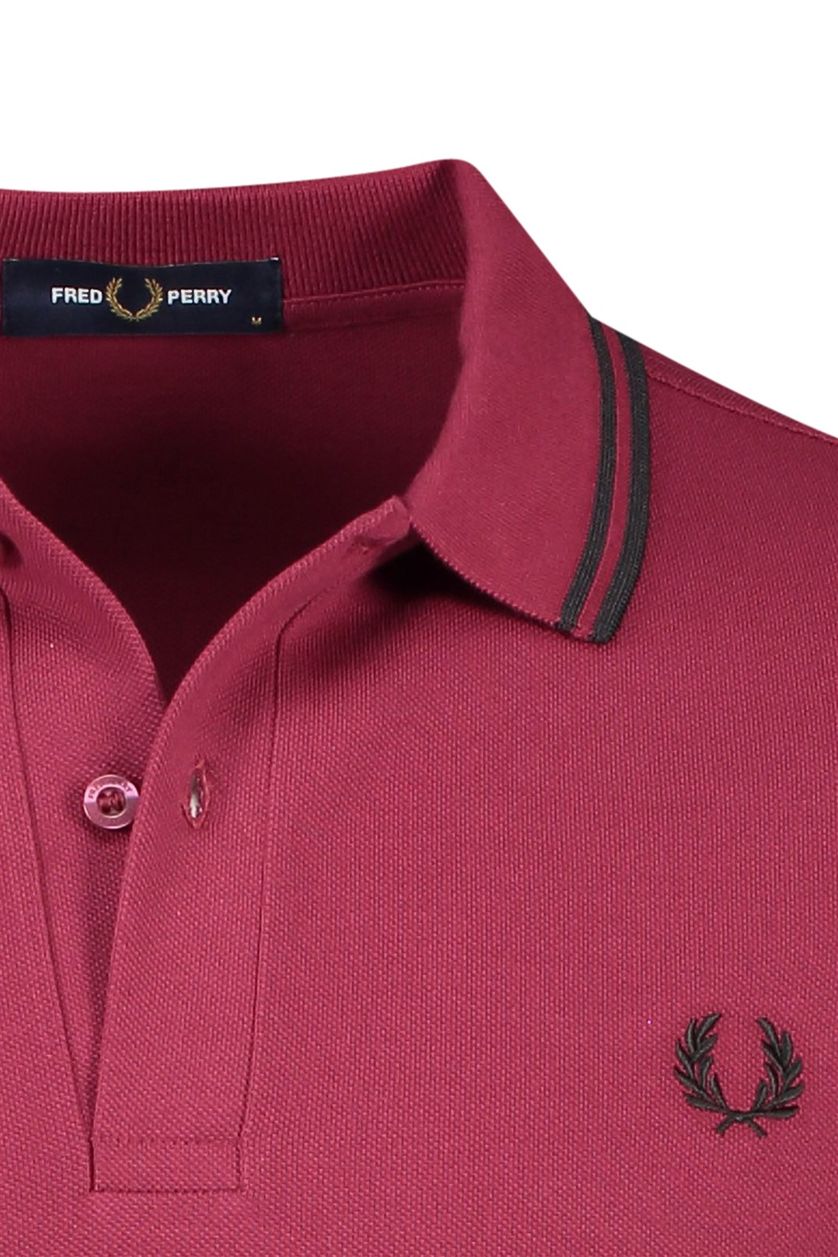 Fred Perry polo bordeaux effen katoen 2 knoops normale fit