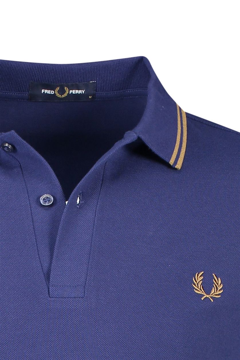 Fred Perry polo donkerblauw effen katoen normale fit