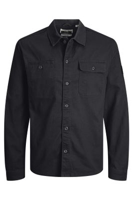 Jack & Jones casual overhemd Jack & Jones zwart effen katoen overshirt knopen