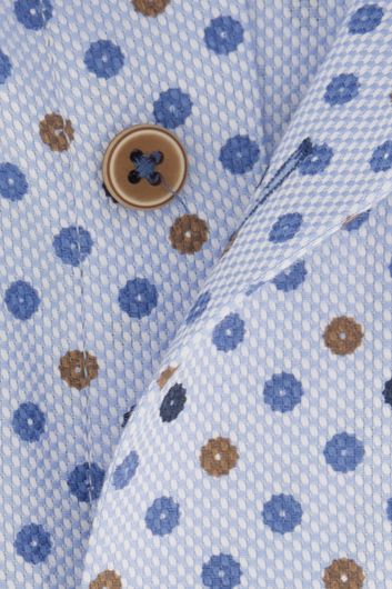Eden Valley casual overhemd mouwlengte 7 wijde fit blauw met borstzak