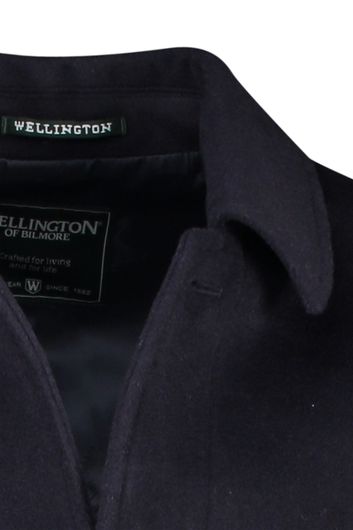 Wellington of Bilmore winterjas donkerblauw effen knopen normale fit 