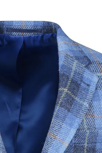 Wellington of Bilmore colbert blauw lichtblauw geruit wol normale fit 
