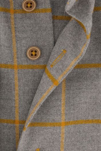 casual overhemd Eden Valley grijs geruit katoen normale fit 