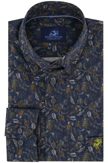 Eden Valley casual overhemd mouwlengte 7 wijde fit blauw geprint katoen