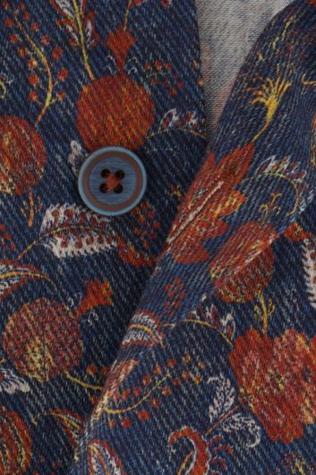 Eden Valley casual overhemd mouwlengte 7 wijde fit donkerblauw geprint katoen