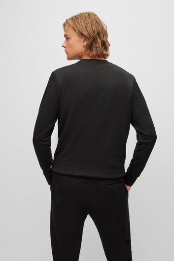 Hugo Boss sweater met logo ronde hals zwart effen katoen