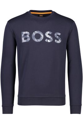 Hugo Boss Hugo Boss sweater blauw effen katoen ronde hals 