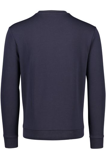 sweater Hugo Boss blauw effen katoen ronde hals 
