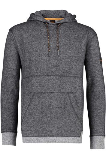 Hugo Boss sweater hoodie grijs effen katoen