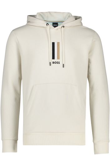 sweater Hugo Boss beige effen katoen hoodie 