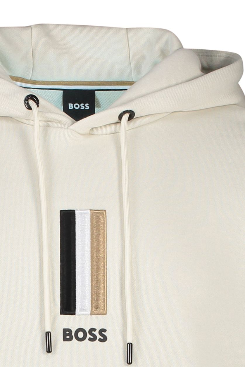 Hugo Boss sweater beige effen katoen hoodie 