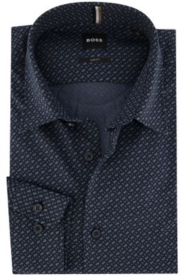 Hugo Boss Hugo Boss casual overhemd  slim fit donkerblauw geprint katoen